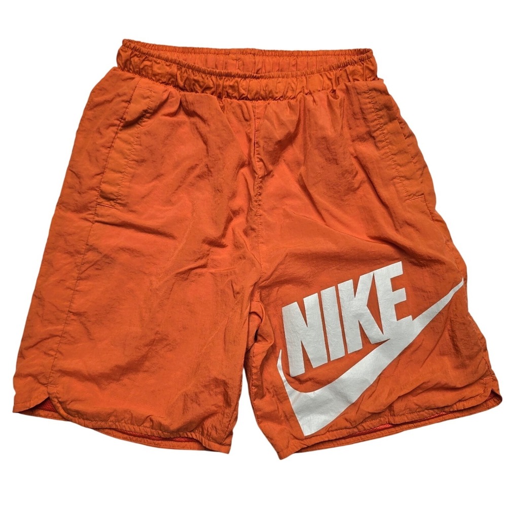 Nike Kids XL Orange Athletic Shorts Big Logo Mesh Lined Streetwear Gorpcore
